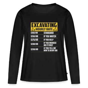 Excavation -Taux horaire- Conducteur d’excavatrice - T-shirt manches longues Premium bio Femme - noir - Devant - Julia (174cm)
