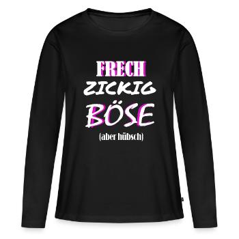Effronté et méchant ? mais jolie - T-shirt manches longues Premium bio Femme - noir - Devant - Julia (174cm)