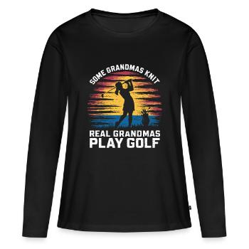 De vraies mamies qui jouent au golf - T-shirt manches longues Premium bio Femme - noir - Devant - Julia (174cm)