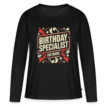 Fier du travail dans la salle d’accouchement - T-shirt manches longues Premium bio Femme - noir - Devant - Julia (174cm)