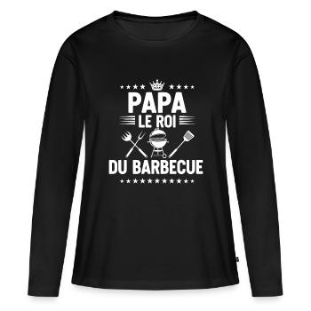 bbq roi du barbecue papa - T-shirt manches longues Premium bio Femme - noir - Devant - Julia (174cm)