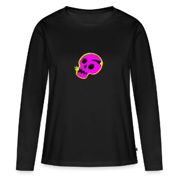 Crâne pourpre - T-shirt manches longues Premium bio Femme - noir - Devant - Julia (174cm)
