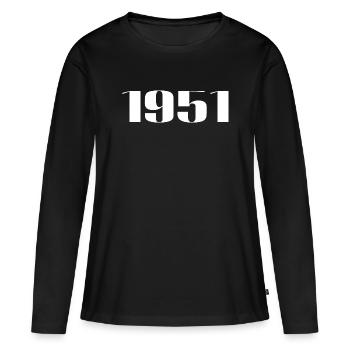1951 - Cadeau né en 1951 - T-shirt manches longues Premium bio Femme - noir - Devant - Julia (174cm)