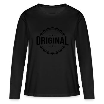 Emblème original - T-shirt manches longues Premium bio Femme - noir - Devant - Julia (174cm)