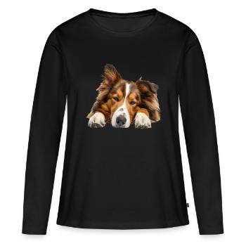 Collie - Frauen Premium Bio Langarmshirt - Schwarz - Vorne - Julia (174cm)