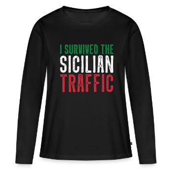 Sicile Circulation Italie Plaisir de conduire - T-shirt manches longues Premium bio Femme - noir - Devant - Julia (174cm)
