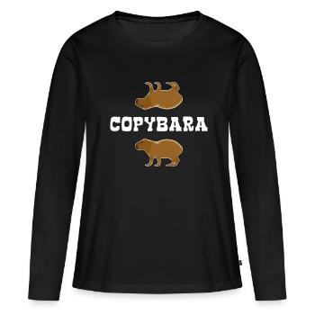 Copybara - Capybara Wortspiel - Copy Paste - Frauen Premium Bio Langarmshirt - Schwarz - Vorne - Julia (174cm)