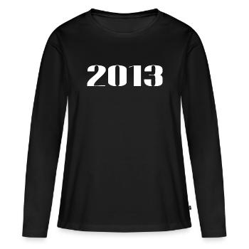 2013 - Cadeau né en 2013 - T-shirt manches longues Premium bio Femme - noir - Devant - Julia (174cm)