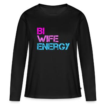 Bi Wife Énergie LGBTQ - T-shirt manches longues Premium bio Femme - noir - Devant - Julia (174cm)