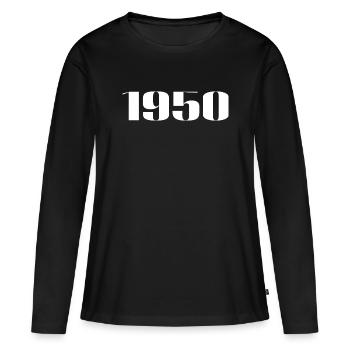 1950 - Cadeau né en 1950 - T-shirt manches longues Premium bio Femme - noir - Devant - Julia (174cm)