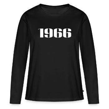 1966 - Cadeau né en 1966 - T-shirt manches longues Premium bio Femme - noir - Devant - Julia (174cm)