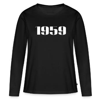 1959 - Cadeau né en 1959 - T-shirt manches longues Premium bio Femme - noir - Devant - Julia (174cm)