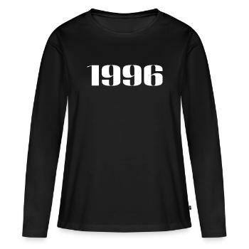 1996 - Cadeau né en 1996 - T-shirt manches longues Premium bio Femme - noir - Devant - Julia (174cm)