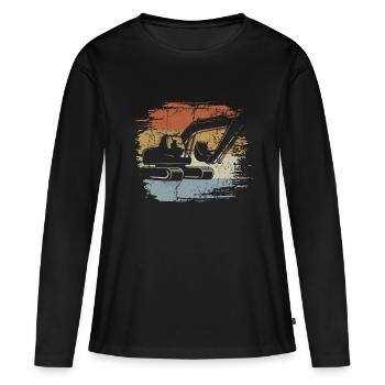 Retro - Vintage - Excavator - Dredging - Women's Premium Organic Long Sleeve Shirt - black - Front - Julia (174cm)