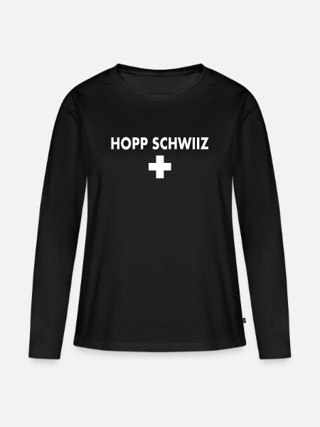 Hopp schwiiz - Frauen Premium Bio Langarmshirt - Schwarz