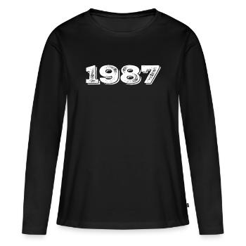 Geburtstagsgeschenk 1987 - 1987 - Frauen Premium Bio Langarmshirt - Schwarz - Vorne - Julia (174cm)