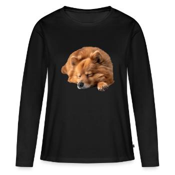 Spitz finlandais - T-shirt manches longues Premium bio Femme - noir - Devant - Julia (174cm)