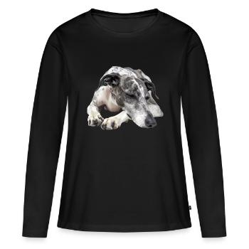 Lévrier - T-shirt manches longues Premium bio Femme - noir - Devant - Julia (174cm)