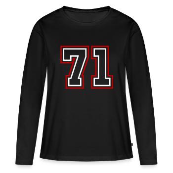 71 Numéro de numéro - T-shirt manches longues Premium bio Femme - noir - Devant - Julia (174cm)