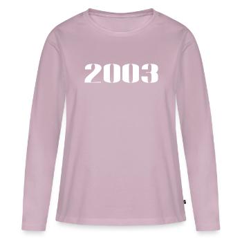 2003 - Cadeau né en 2003 - T-shirt manches longues Premium bio Femme - rose poudré - Devant - Julia (174cm)