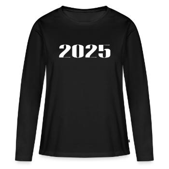 2025 - Cadeau né en 2025 - T-shirt manches longues Premium bio Femme - noir - Devant - Julia (174cm)