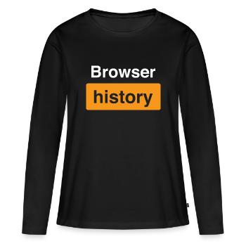 Browser-Geschichte - porn parody - Frauen Premium Bio Langarmshirt - Schwarz - Vorne - Julia (174cm)