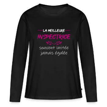 Cadeau pour inspectrice | la meilleure inspectrice - T-shirt manches longues Premium bio Femme - noir - Devant - Julia (174cm)