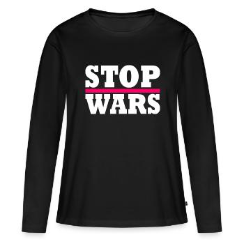 Stop wars - T-shirt manches longues Premium bio Femme - noir - Devant - Julia (174cm)