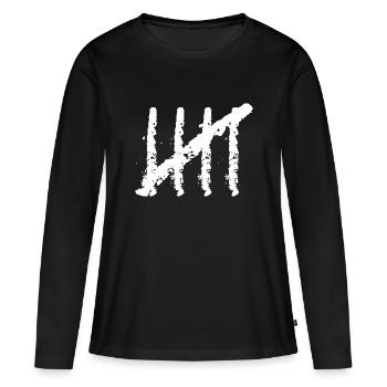 Fünf 5 Kreide Zahl - Frauen Premium Bio Langarmshirt - Schwarz - Vorne - Julia (174cm)