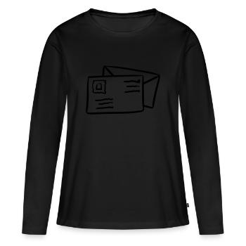 Brief Post Briefumschlag Sendung Nachricht - Frauen Premium Bio Langarmshirt - Schwarz - Vorne - Julia (174cm)