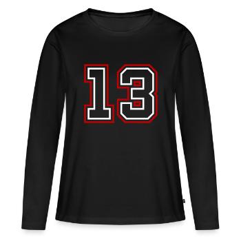 13 Numéro de numéro - T-shirt manches longues Premium bio Femme - noir - Devant - Julia (174cm)