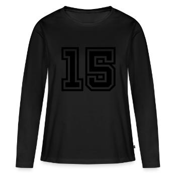 Symbole de 15 chiffres - T-shirt manches longues Premium bio Femme - noir - Devant - Julia (174cm)