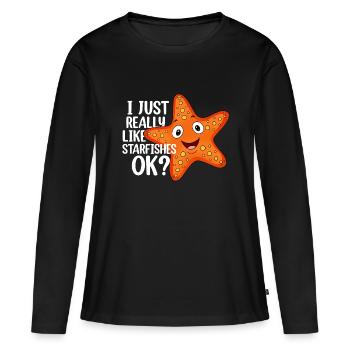 Seestern - Frauen Premium Bio Langarmshirt - Schwarz - Vorne - Julia (174cm)