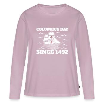 Christopher Columbus - Frauen Premium Bio Langarmshirt - Altrosa - Vorne - Julia (174cm)