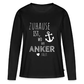 La maison est l'endroit où tombe l'ancre - T-shirt manches longues Premium bio Femme - noir - Devant - Julia (174cm)