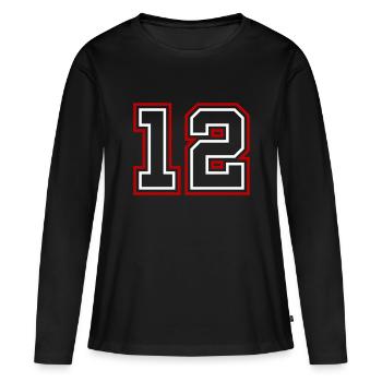 12 Numéro de numéro - T-shirt manches longues Premium bio Femme - noir - Devant - Julia (174cm)