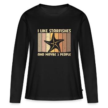 Seestern - Frauen Premium Bio Langarmshirt - Schwarz - Vorne - Julia (174cm)