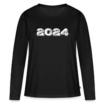Geburtstagsgeschenk 2024 - 2024 - Frauen Premium Bio Langarmshirt - Schwarz - Vorne - Julia (174cm)