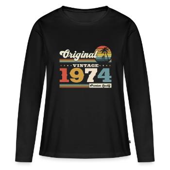 Original 1974 Millésime 1974 Anniversaire 1974 - T-shirt manches longues Premium bio Femme - noir - Devant - Julia (174cm)