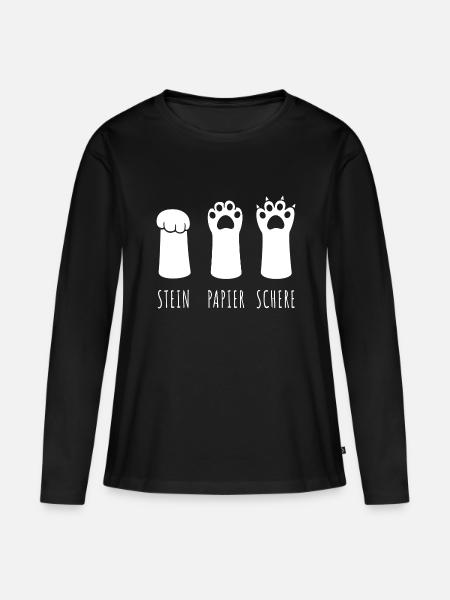 Stein Papier Schere - Katzenpfote - Frauen Premium Bio Langarmshirt - Schwarz