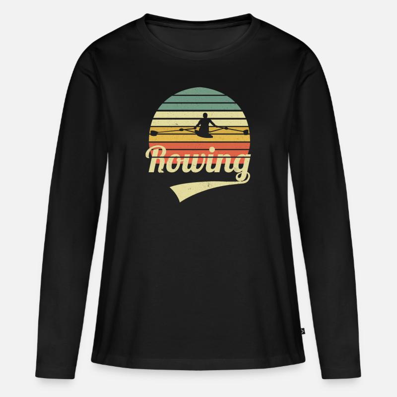 Rudern Ruderer Rowing Vintage Retro Rowing - Frauen Premium Bio Langarmshirt - Schwarz