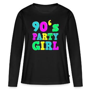Années 90 Party Girl Shirt Années 90 Party Outfit Ladies - T-shirt manches longues Premium bio Femme - noir - Devant - Julia (174cm)