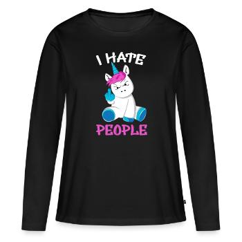 Unicorn I hate people stinky fingers - Women's Premium Organic Long Sleeve Shirt - black - Front - Julia (174cm)