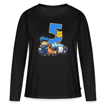 5. Geburtstag Polizei Polizeiauto 5 Jahre Polizist - Frauen Premium Bio Langarmshirt - Schwarz - Vorne - Julia (174cm)