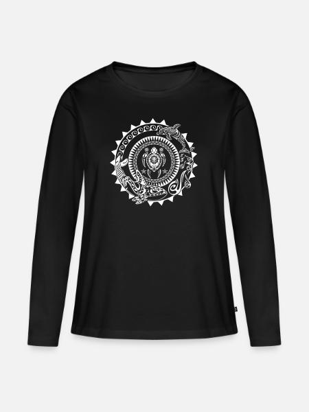 Maori Tattoo Schildkröte Delfin Wal - Frauen Premium Bio Langarmshirt - Schwarz