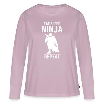 Eat sleep ninja karate repetition - Women's Premium Organic Long Sleeve Shirt - dusky pink - Front - Julia (174cm)