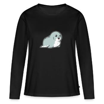 Phoque doux phoque cadeau phoque phoque - T-shirt manches longues Premium bio Femme - noir - Devant - Julia (174cm)