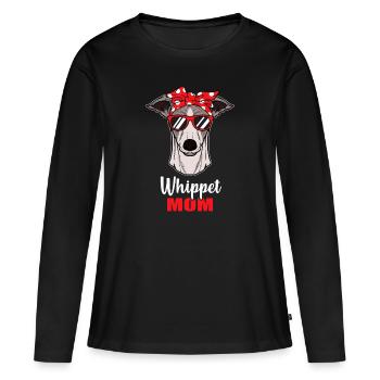 Whippet Hunde Mama Windhund Geschenk - Frauen Premium Bio Langarmshirt - Schwarz - Vorne - Julia (174cm)