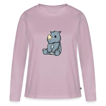 Drôle d’animal de rhinocéros pummel - T-shirt manches longues Premium bio Femme - rose poudré - Devant - Julia (174cm)