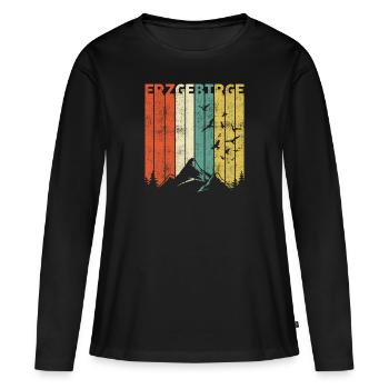 Erzgebirge rétro montagnes de Saxe cadeaux de randonnée - T-shirt manches longues Premium bio Femme - noir - Devant - Julia (174cm)